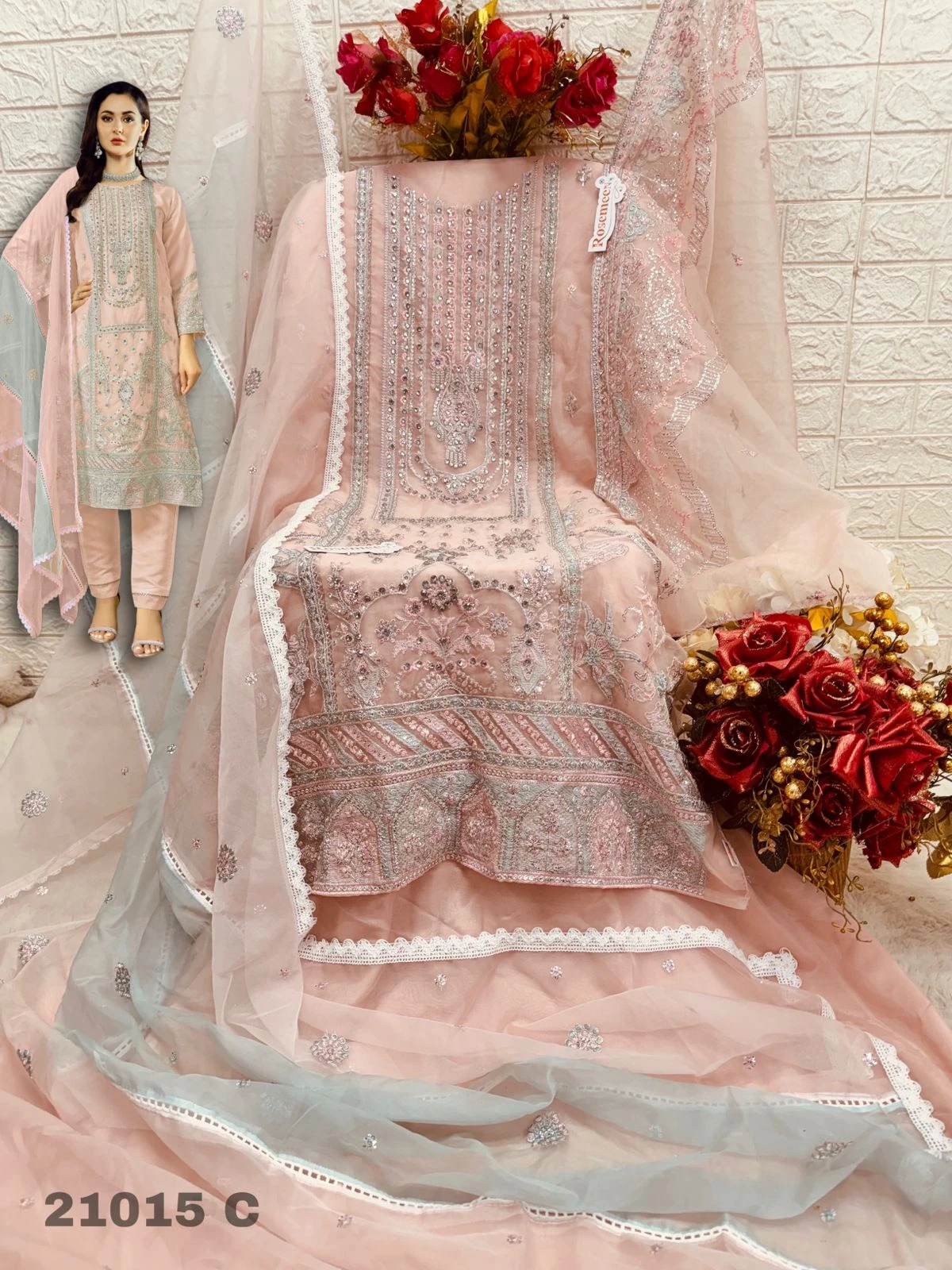 Fepic Ir 21015 Organza Wholesale Pakistani Salwar Suit Catalog — Wholesale Pakistani Suits, MPA wholesale from Surat - Gallery Image 2